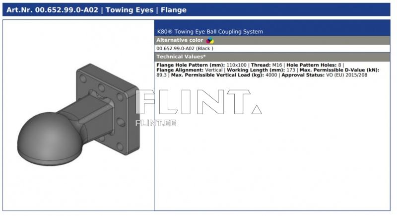 Towing eye ball coupling Scharmueller 00.652.99.0 K80® (110x100) 4t